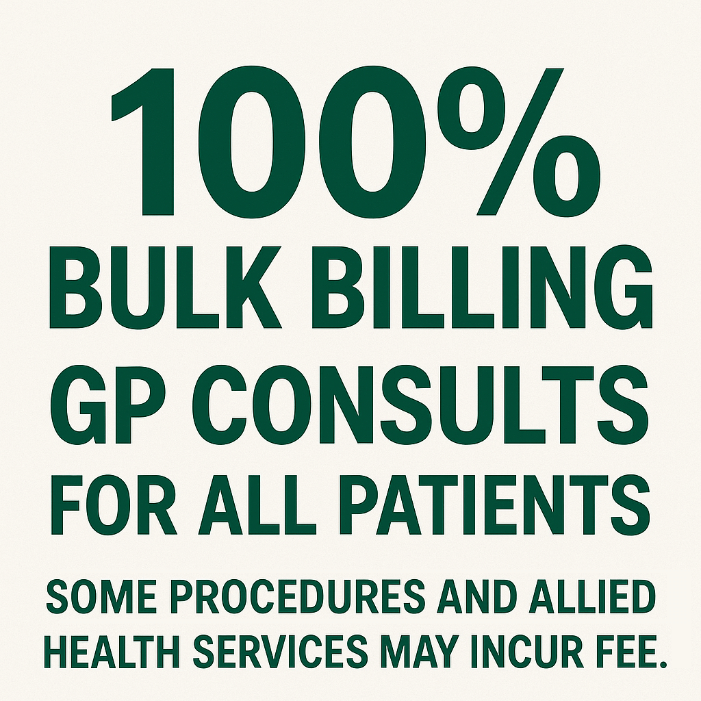 Bulk billing available for GP consults.